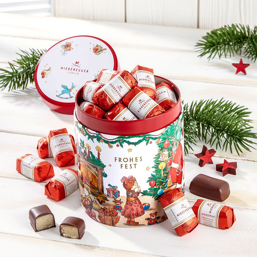 Niederegger Weihnachtsdose mit Marzipan Klassikern