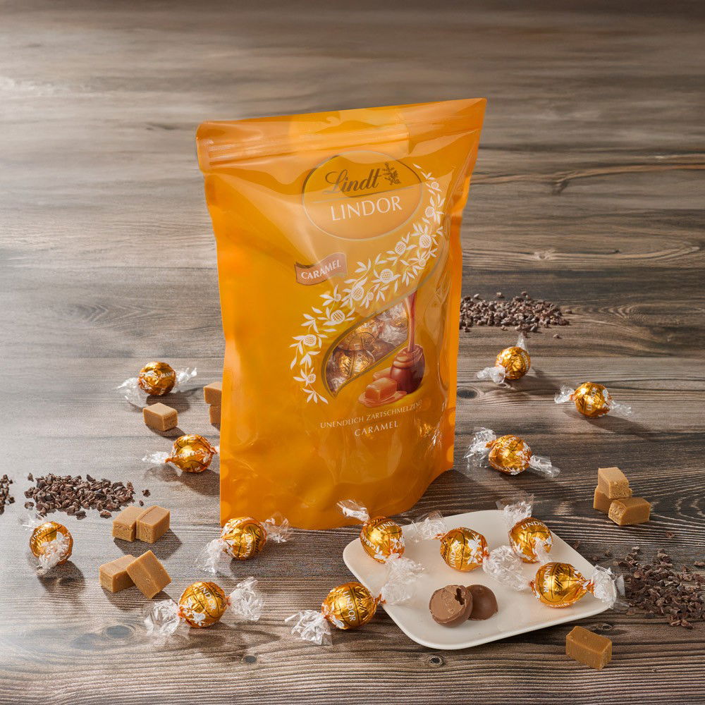 Lindt Lindor Schokoladen-Kugeln Caramel im Vorratsbeutel