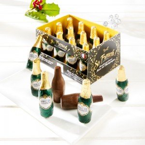 Abtey Zartbitter-Schokoladenfläschchen mit Marc de Champagne