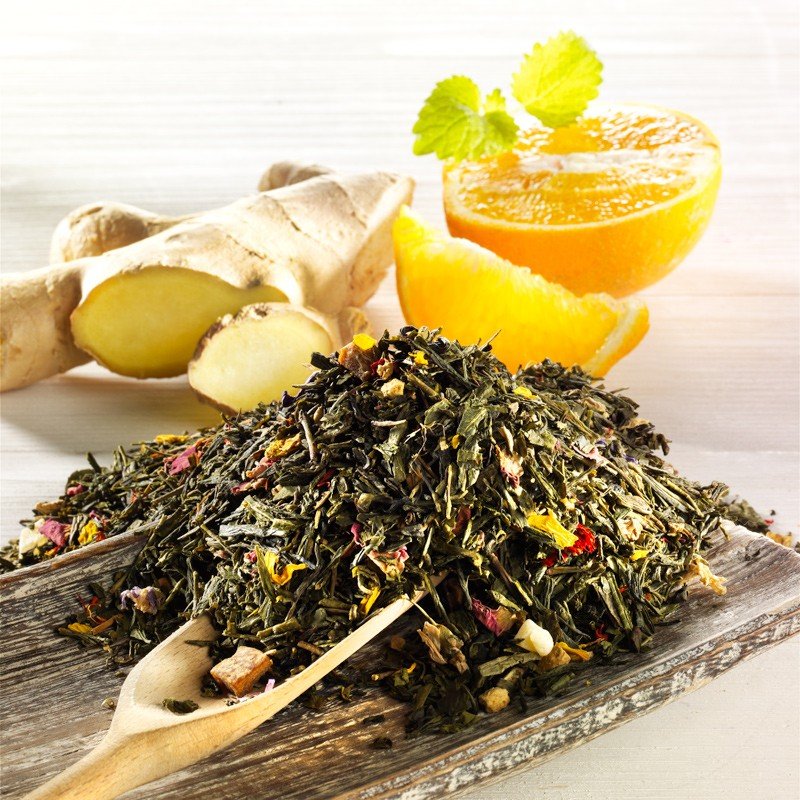 Rauf Tee aromatisierter grüner Tee Ingwer-Orange