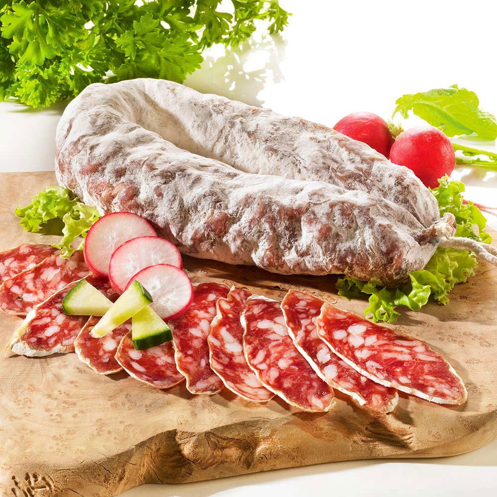 Französische Ringsalami aus der Auvergne, im Stück