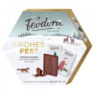Feodora Vollmilchschokoladen-Täfelchen Frohes Fest