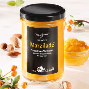Lübecker Marzilade® Fruchtaufstrich Sanddorn-Marzipan