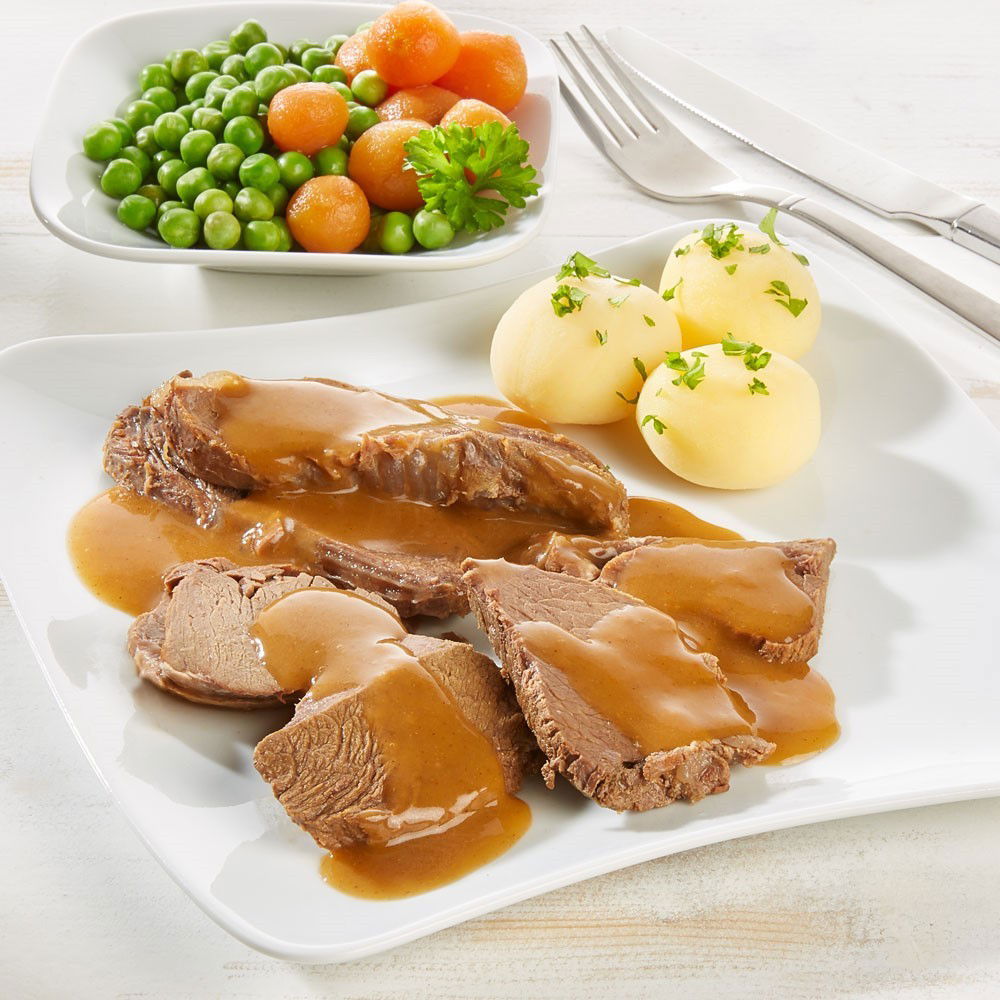 Hirschbraten in feiner Sahnesauce