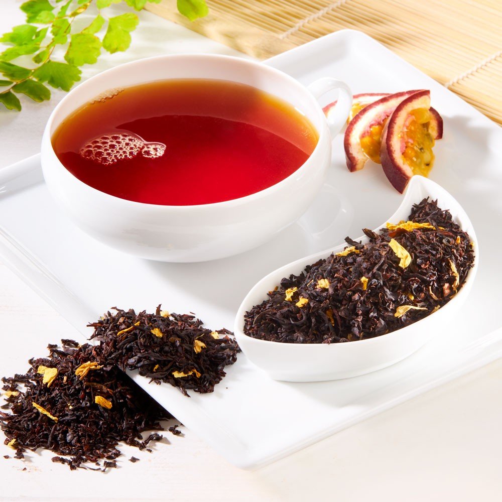 Rauf Tee aromatisierter schwarzer Tee Maracuja mit Blüten