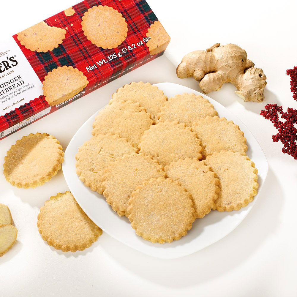 Walkers Shortbread Stem Ginger mit kandierten Ingwerstückchen